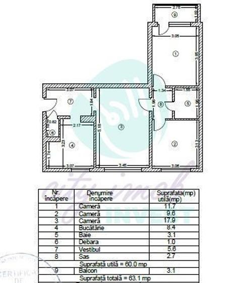 Apartament cu 3 camere semidecomandat în Ozana
