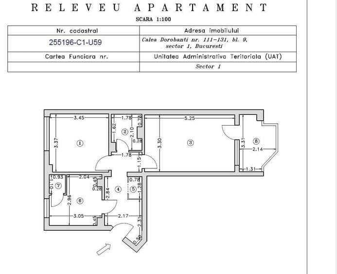 Apartament cu 2 camere decomandat în Dorobanți