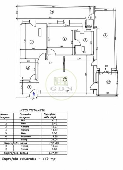 Apartament cu 3 camere semidecomandat, mobilat în Aviației