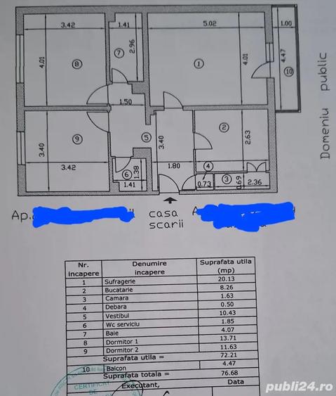 Apartament cu 3 camere decomandat în 1 Decembrie