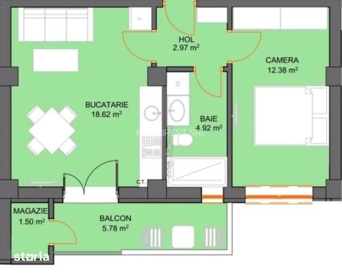 Apartament nou, 2 camere decomandat! Comision 0 %!