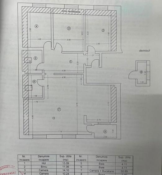 Apartament cu 4 camere semidecomandat, mobilat în Bucium
