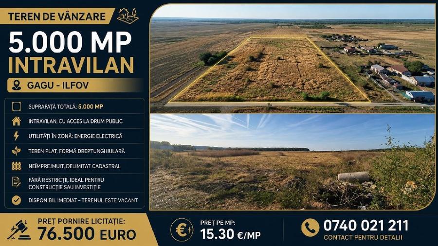 Teren agricol intravilan de 4998 mp, în Gagu