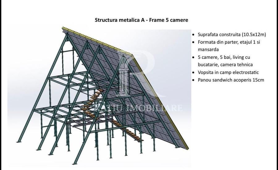 A-Frame Grand Structura Metalica Premium | 5 Camere - 1