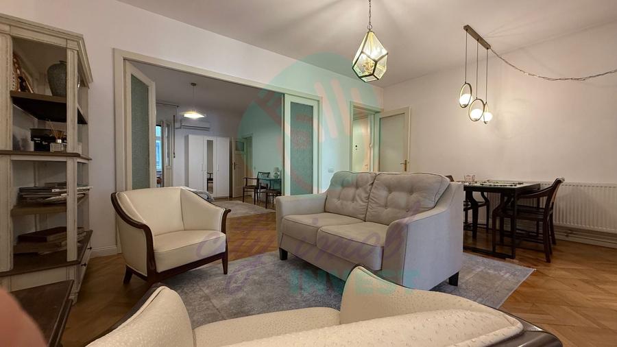 Apartament cu 3 camere semidecomandat, mobilat în Dorobanți