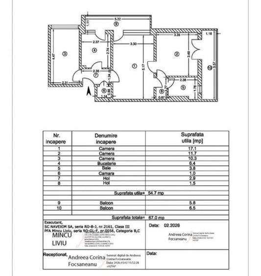 Apartament cu 3 camere semidecomandat în Micro 16