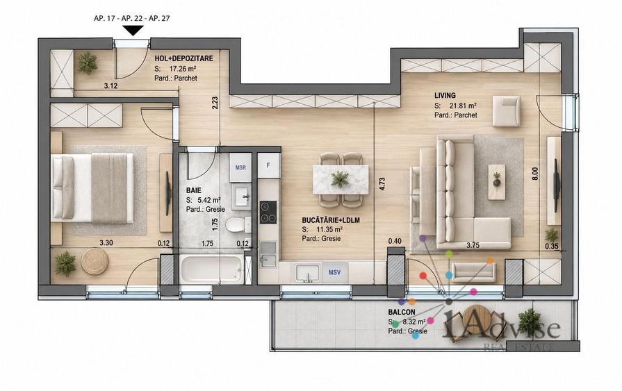 APARTAMENT 2 CAMERE | NOUA –64 MP |  2 TERASE  | Comision 0% - 5