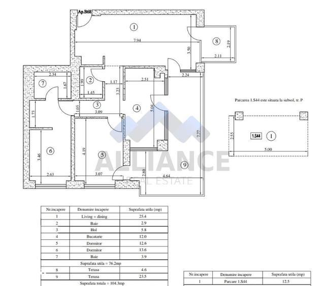 Apartament cu 3 camere în Baza 3