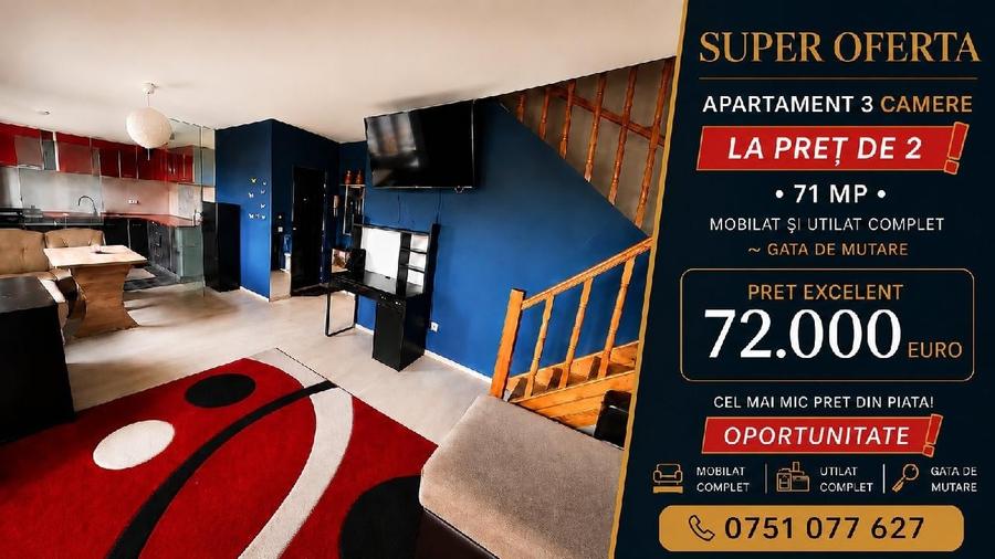 Apartament 3 camere - 71mp - COMPLET MOBILAT --- OCAZIE - 10