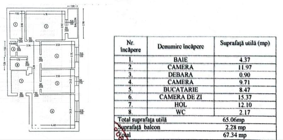 Apartament cu 3 camere decomandat în Nicolina