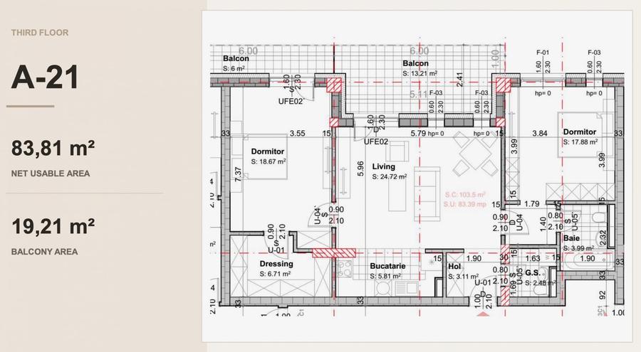 Apartamente 3 camere, terase 18 mp, dressing, bloc boutique, OMV Pipera - A0 - 15