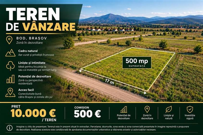 Teren extravilan de 500 mp, în Bod