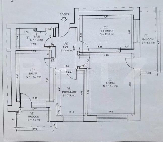 Apartament cu 3 camere decomandat în Râșnov