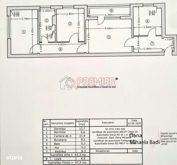 Apartament 3 camere | 68 mp | Strada Vatra Dornei | Parter | Bloc - 7