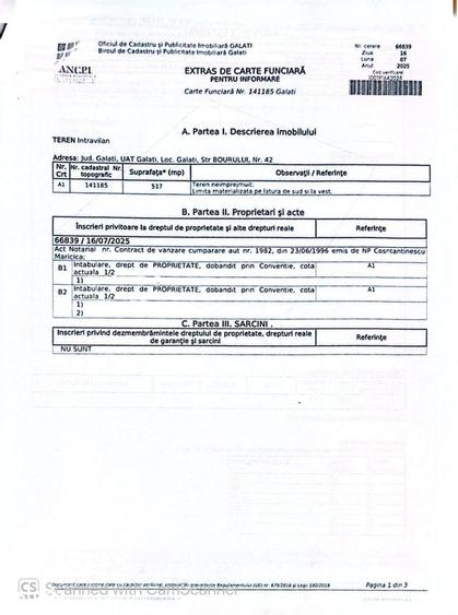 Teren de 517 mp, în Central