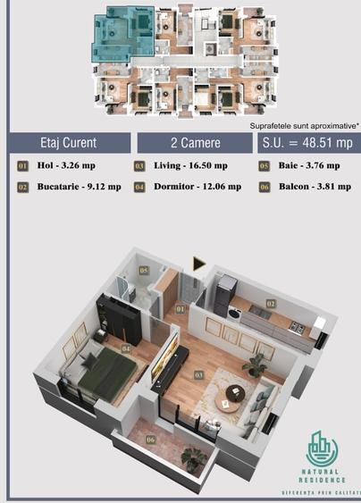 Apartament cu 2 camere decomandat în Chiajna — fotografia 3