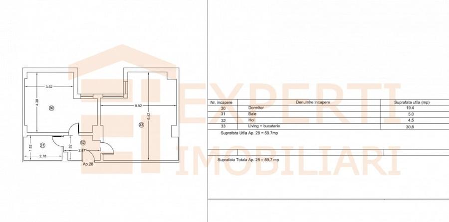 Apartament cu 2 camere decomandat în ICIL