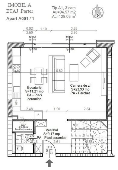 Apartament cu 3 camere decomandat în Voluntari