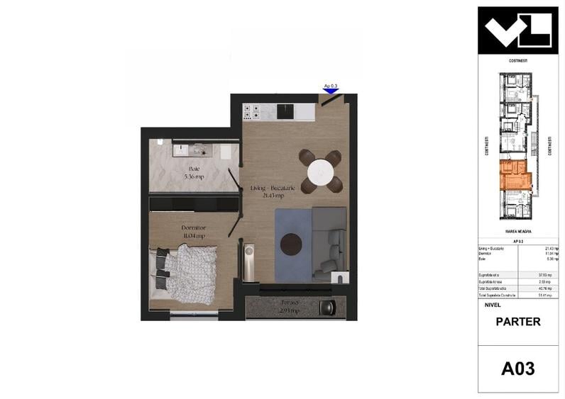 Apartament cu 2 camere decomandat în Central