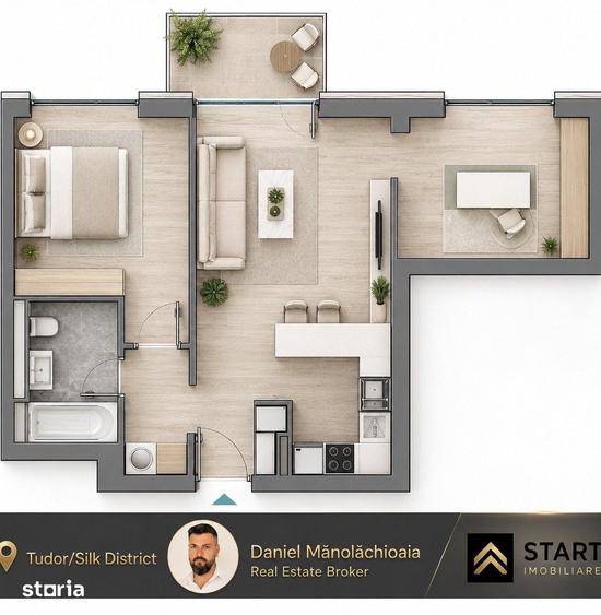 Apartament cu 3 camere în Mogoșești