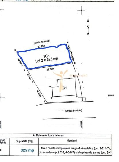 Teren Construcții intravilan de 325 mp, în Valea Lupului