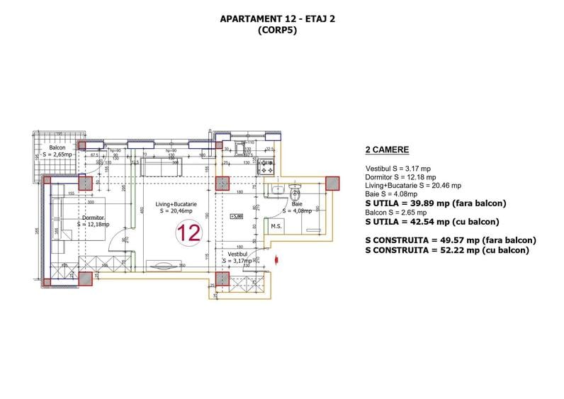 Apartament cu 2 camere în Central