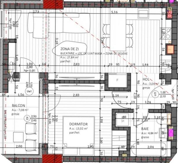 Apartament cu 2 camere semidecomandat în Florești