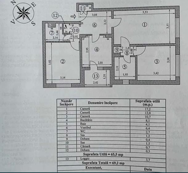 Apartament cu 3 camere semidecomandat în Crângași