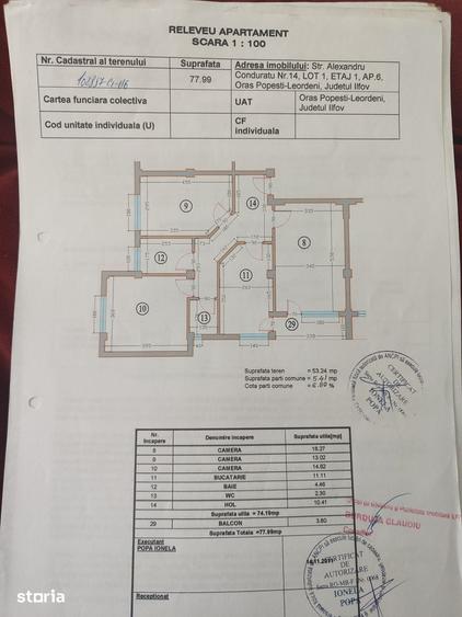 Apartament cu 3 camere în Central