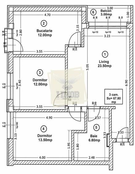 Apartament cu 3 camere decomandat în Turnișor