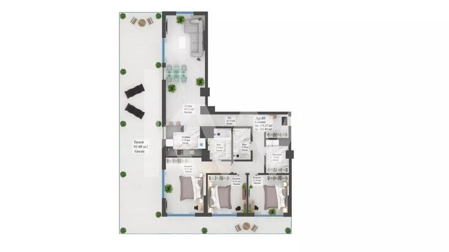 Apartament cu 4 camere în Dârste