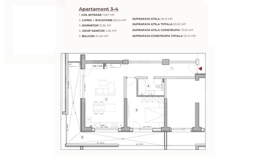 Apartament cu 2 camere decomandat în Calea Severinului