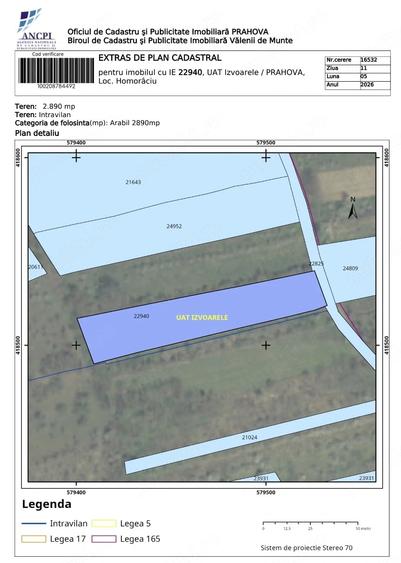 Teren de 2890 mp, în Homorâciu