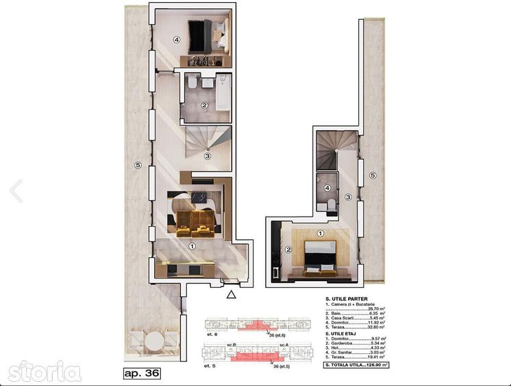 Apartament cu 3 camere în Central