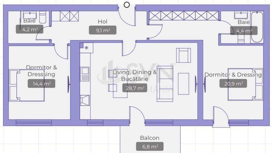 Apartament cu 3 camere decomandat în Iancu Nicolae
