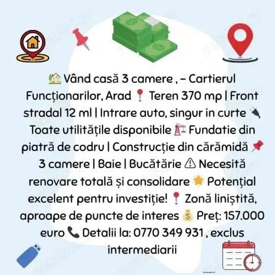 Casă cu 3 camere în Funcționarilor