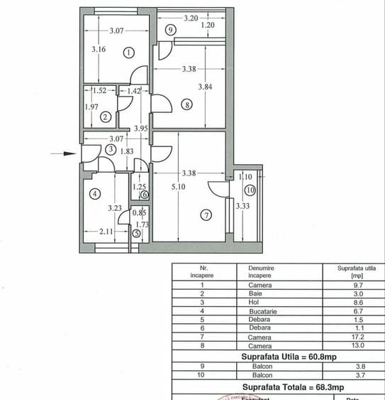 Apartament 3 camere, decomandat, etaj 2/4,zona Negru Voda - 8