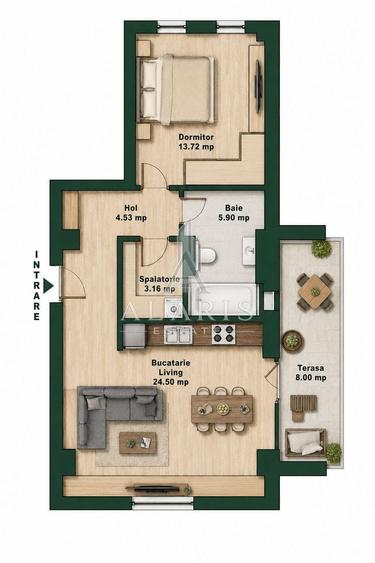 Apartament cu 2 camere semidecomandat în Torontalului