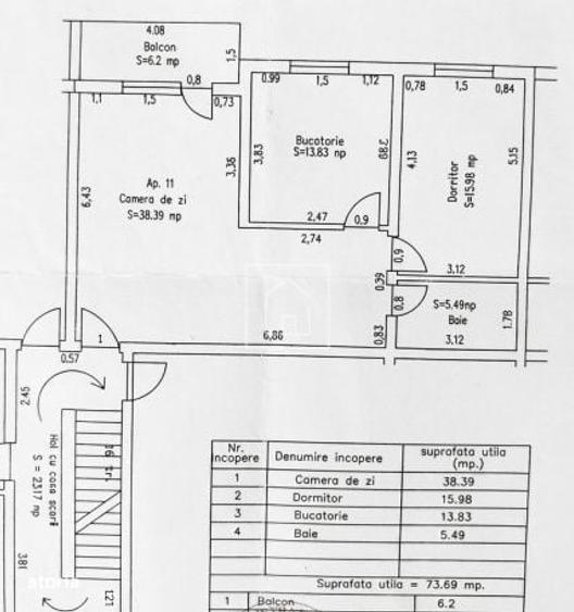 Apartament cu 3 camere si balcon etaj 2 zona Rahovei, Sibiu - 1