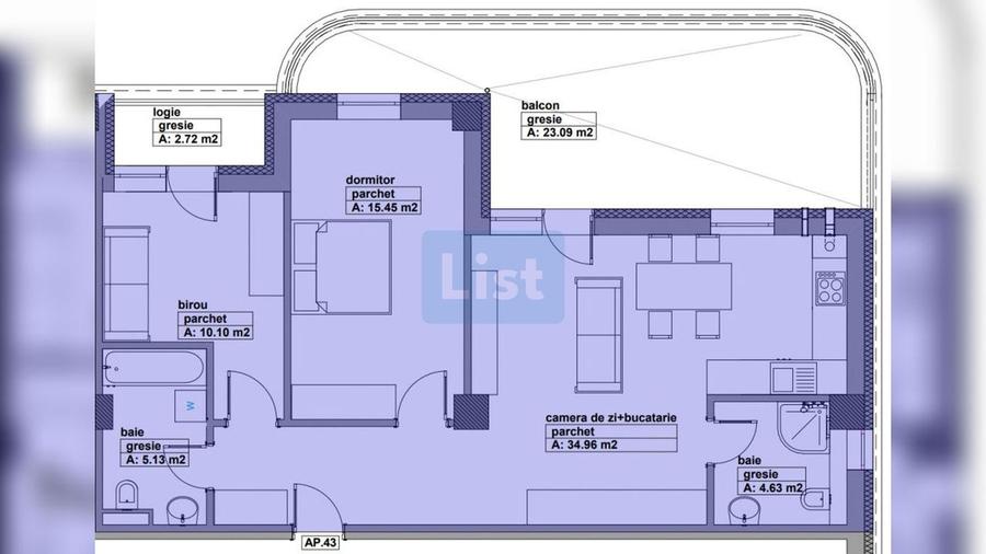 Apartament de vanzare, 3 camere, 111.44mpc, lift, terasa, comision 0% - 2