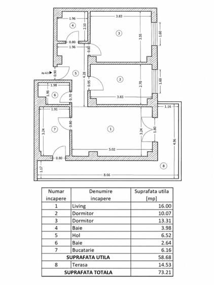 Apartament cu 3 camere decomandat, mobilat în Tineretului