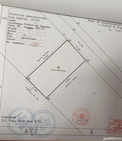 Teren de 920 mp, în Tânganu