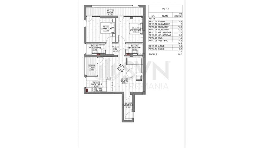Apartament cu 3 camere semidecomandat în Ștefan cel Mare