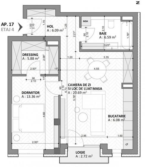 Apartament cu 2 camere în Andrei Mureșanu