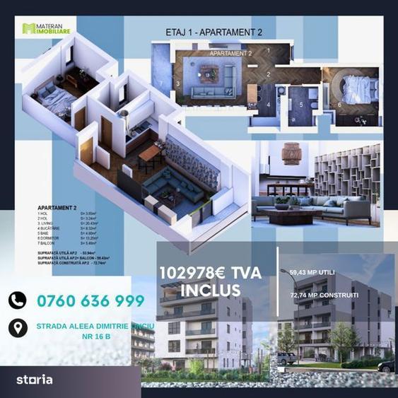 Apartament cu 2 camere în Agigea
