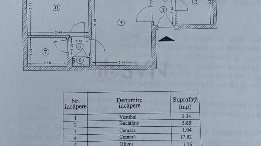 Apartament cu 2 camere semidecomandat în 1 Mai