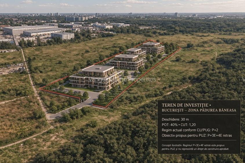 TEREN DE INVESTIȚIE DE 7.499 MP | PĂDUREA BĂNEASA | DESCHIDERE 30M