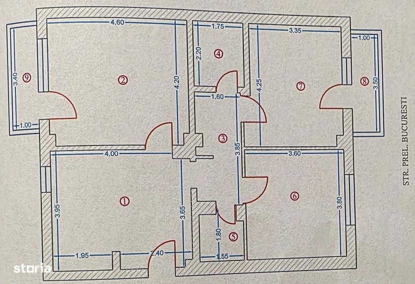 Apartament cu 3 camere în Mircea-Vodă