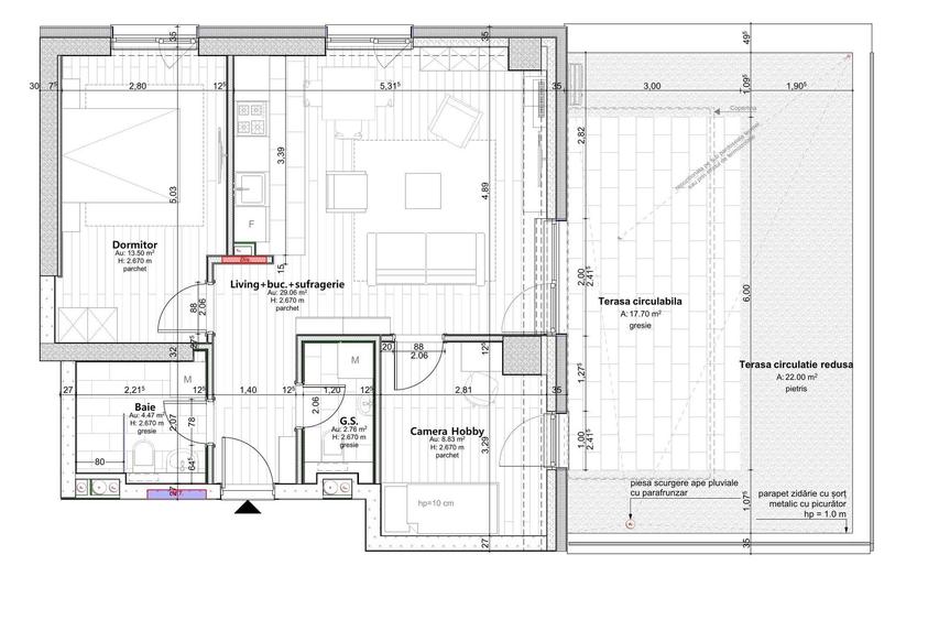 Apartament cu 3 camere în Tipografilor