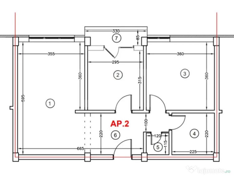 Apartament cu 2 camere decomandat în Central
